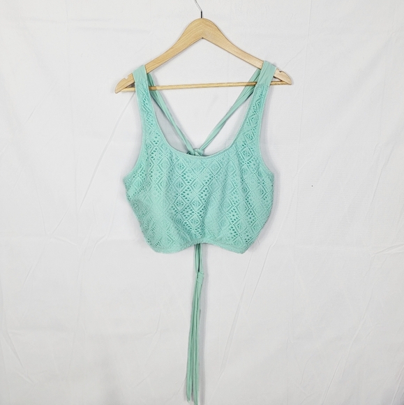 Women's 3X Hot Water Mint Green Crochet Crop Top - Picture 1 of 5